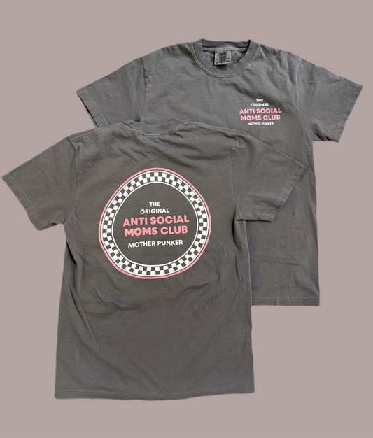 OG Checkers - Tee - Grey & Blush