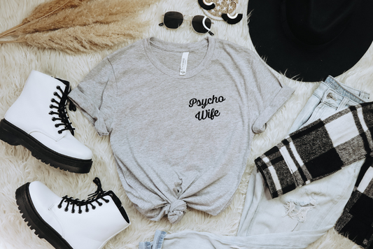 Psycho Wife Tee - Heather Grey